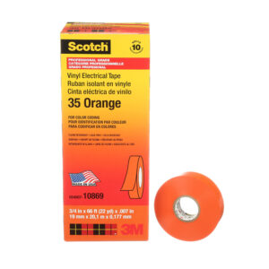 3M 10869, Scotch Vinyl Color Coding Electrical Tape 35, 3/4 in x 66 ft, Orange, 7000031581