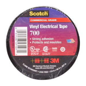 3M 53972, Scotch Vinyl Electrical Tape 700, 2 in x 20 ft, Black, 7000058619