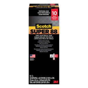 3M 08001, Scotch Super 88 Vinyl Electrical Tape, 6143-BA-10, 3/4 in x 66 ft x 0.008 in (19 mm x 20,1 m x 0,215 mm), 7100150133