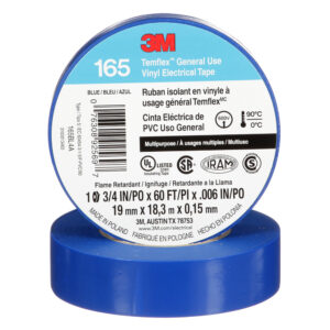 3M 92569, Temflex Vinyl Electrical Tape 165, Blue, 3/4 in x 60 ft (19 mm x 18 m), 6 mil, 7100169429