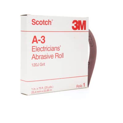 3M 11560, Scotch Electricians Abrasive Roll A-3, 1 in x 25 yd, 120 J-weight, 7000044879