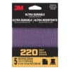 3M 27366, Ultra Durable Power Sanding 1/4 in Sheet, 220 grit, 7100198736