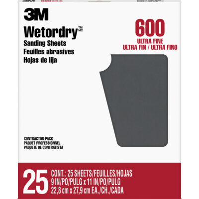 3M 99419, Wetordry Sanding Sheets 99419NA, 9 in x 11 in, 600 grit, 7000126423, 25 sheets per pack