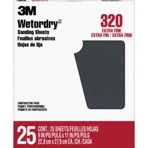 3M 99421, Wetordry Sanding Sheets 99421NA, 9 in x 11 in, 320 grit, 7000126425, 25 sheets per pack