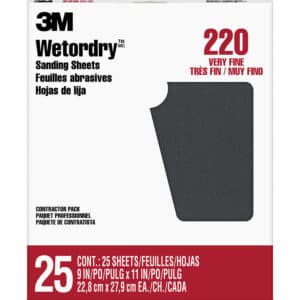 3M 99422, Wetordry Sanding Sheets 99422NA, 9 in x 11 in, 220 grit, 7000126426, 25 sheets per pack