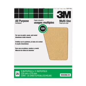 3M 99403, Pro-Pak Aluminum Oxide Sheets for Paint and Rust Removal, 9 in x 11 in, 120 grit, 7000126517