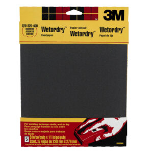 3M 09088, Wetordry Sandpaper 9088DC-NA, 9 in x 11 in, Assorted grit, 7010315806, 5 sheets per pack