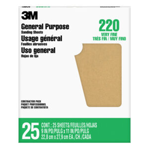 3M 99401, Aluminum Oxide Sandpaper 99401NA-M, 9 in x 11 in, 220 grit, 7010316050