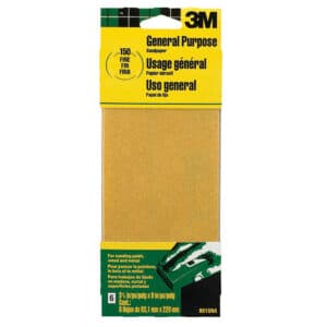 3M 09015, Aluminum Oxide Sandpaper 9015NA, 3-2/3 in x 9 in, Fine grit, 7010339618, 6 per pack