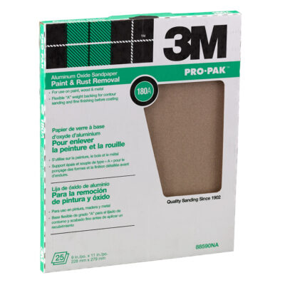 3M 02116, Pro-Pak Aluminum Oxide Sheets 88590NA, 9 in x 11 in, 25 sheet pack, 60D grit, 7010382889