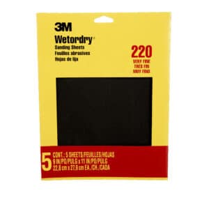 3M 09087, Wetordry Sanding Sheets 9087NA, 9 in x 11 in, 220 grit, 7010383682, 5 sheets per pack