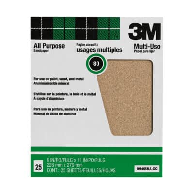 3M 99405, Pro-Pak Aluminum Oxide Sheets for Paint and Rust Removal, 9 in x 11 in, 80 grit, 7100089198