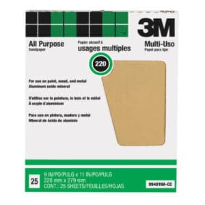 3M 99401, Pro-Pak Aluminum Oxide Sheets for Paint and Rust Removal, 9 in x 11 in, 220 grit, 7100089199
