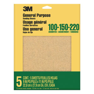 3M 09005, Aluminum Oxide Sandpaper Assorted Grit, 9005NA, 9 in x 11 in, 7100140804, 5 Per Pack