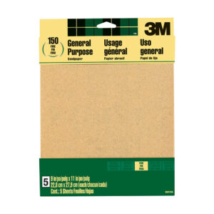 3M 09001, Aluminum Oxide Sandpaper Fine, 9001NA, 9 in x 11 in, 7100140811, 5 Per Pack