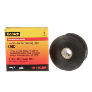 3M 41718, Scotch Linerless Rubber Splicing Tape 130C, 1-1/2 in x 30 ft, Black, 7000006086