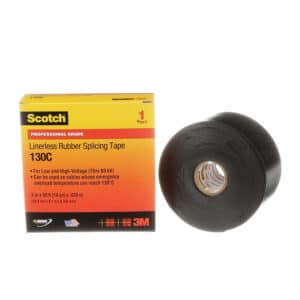 3M 41754, Scotch Linerless Rubber Splicing Tape 130C, 2 in x 30 ft, Black, 7000006091