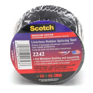 3M 41323, Linerless Electrical Rubber Tape 2242, 1-1/2 in x 15 ft, 1 in core, Black, 7000132741