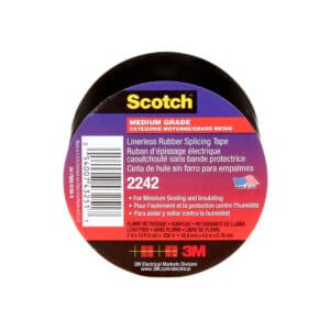 3M 43251, Linerless Electrical Rubber Tape 2242, 2 in x 15 ft, 1 in core, Black, 7000132759