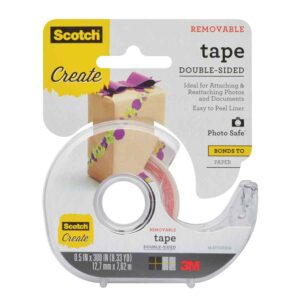 3M 51201, Scotch Tape Double Sided Removable 2002-CFT, 1/2 in x 300 in, 7010311495
