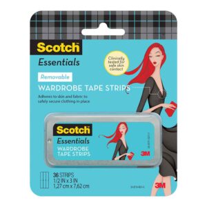 3M 95183, Scotch Essentials Wardrobe Tape Strips W-101-A, 1/2 in x 3 in (1,27 cm x 7,62 cm), 7100103068, 36/Pack