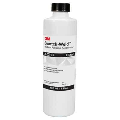 3M 62682, Scotch-Weld General Purpose Instant Adhesive Accelerator AC113, Clear/Light Amber, 8 fl oz Bottle, 7100079891