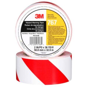 3M 43186, Safety Stripe Vinyl Tape 767, Red/White, 2 in x 36 yd, 5 mil, 7000148378