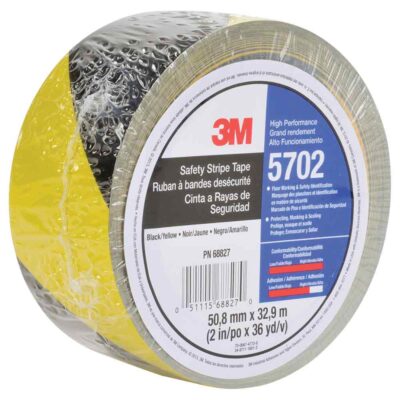 3M 68827, Safety Stripe Vinyl Tape 5702, Black/Yellow, 2 in x 36 yd, 5.4 mil, 7010335133