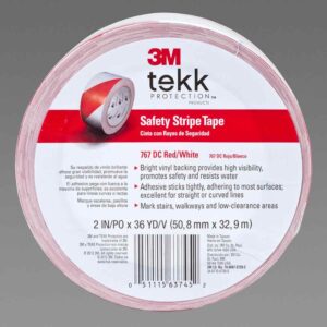 3M 63745, Safety Stripe Vinyl Tape 767, Red/White, 2 in x 36 yd, 5 mil, 7010375766