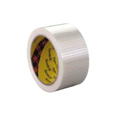3M 88228, Scotch Bi-Directional Filament Tape 8959, Clear, 50 mm x 50 m, 5.7 mil,18 rolls per case, 7000096086