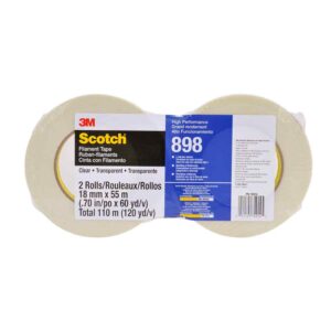 3M 74914, Scotch Filament Tape 898, Clear, 18 mm x 55 m, 6.6 mil, 24 rolls percase, Individually Wrapped Conveniently Packaged, 7010335427