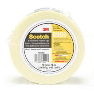 3M 74901, Scotch Bi-Directional Filament Tape 8959, Clear, 50 mm x 50 m, 5.7 mil,18 rolls/case, Individually Wrapped Conveniently Packaged, 7010375600
