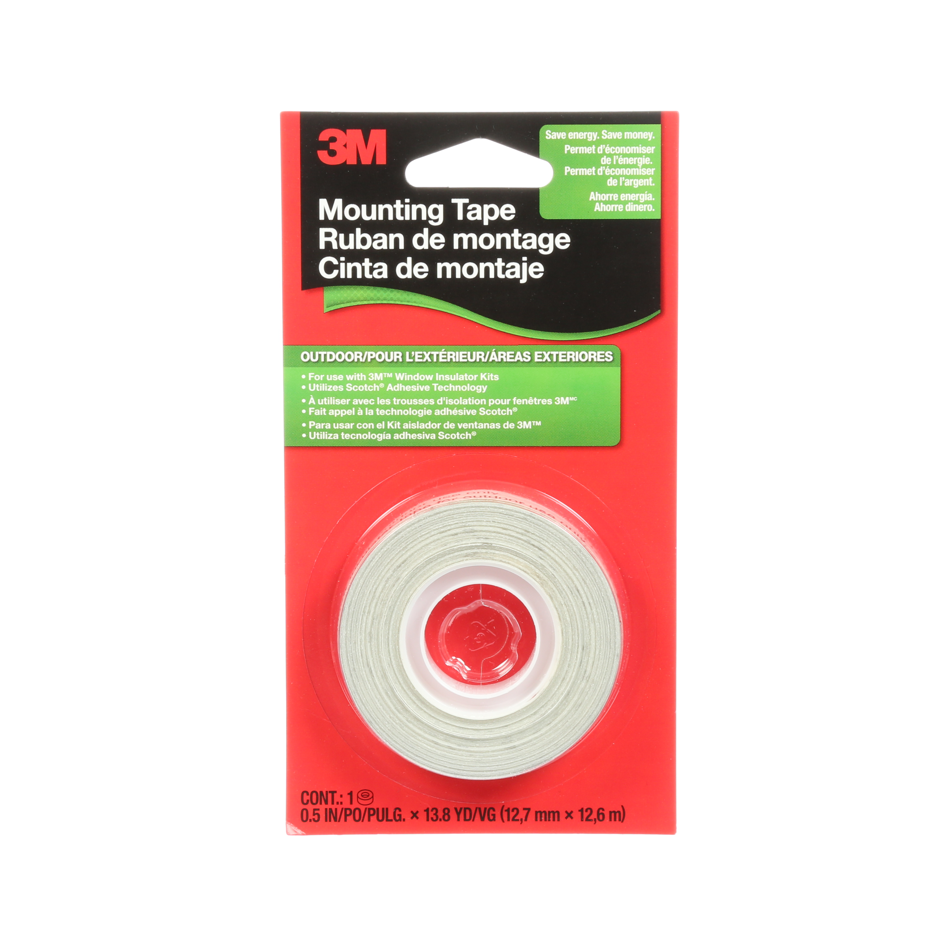 3M 53224, Outdoor Window Film Mounting Tape 2175C, 1/2 in x 13.8 yd, Clear, 7100075754