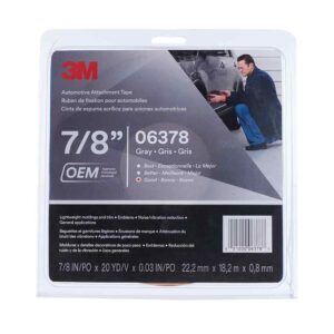 3M 06378, Automotive Attachment Tape 06378, Gray, 0.76 mm, 7/8 in x 20 yd, 12 Roll/Case, 7000042865