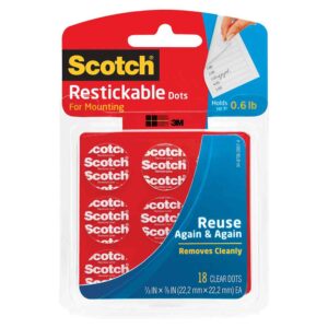3M 33046, Scotch Restickable Dots R105, 7/8 in x 7/8 in (22,2 mm x 22,2 mm), 7000047805