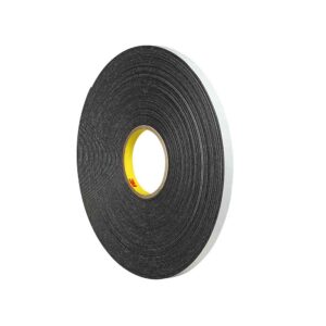 3M 30413, Double Coated Polyethylene Foam Tape 4466, Black, 1/2 in x 36 yd, 62 mil, 18 rolls per case, 7000123702