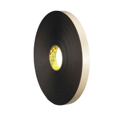 3M 30425, Double Coated Polyethylene Foam Tape 4496B, Black, 1/2 in x 36 yd, 62 mil, 18 rolls per case, 7000123705