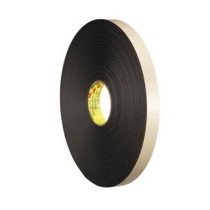 3M 30423, Double Coated Polyethylene Foam Tape 4496B, Black, 1 in x 36 yd, 62 mil, 9 rolls per case, 7000123707