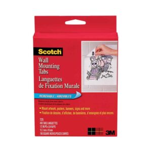 3M 69155, Scotch Wall Mounting Tabs 7225 1/2 in x 3/4 in 480 Tabs/Box, 7000125222