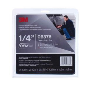 3M 06376, Automotive Attachment Tape 06376, Gray, 0.76 mm, 1/4 in x 20 yd, 12 Roll/Case, 7010341249