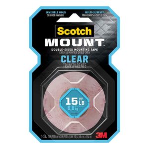 3M 36988, Scotch-Mount Clear Double-Sided Mounting Tape 410H, 1 in x 60 in (2.54 cm x 1.52 m), 7100205653