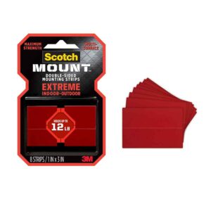 3M 39725, Scotch-Mount Extreme Double-Sided Mounting Strips 414H-ST, 1 in x 3 in (2,54 cm x 7,62 cm) EA, 8 Strips, 7100216166