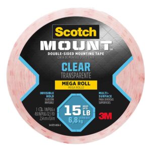 3M 67747, Scotch-Mount Clear Double-Sided Mounting Tape 410H-LONG-DC, 1 in x 450 in (2.54 cm x 11.4 m), 7100218508