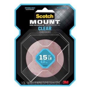 3M 66008, Scotch-Mount Clear Double-Sided Mounting Tape 410H-MED, 1 in x 125 in (2.54 cm x 3.17 m), 7100219183