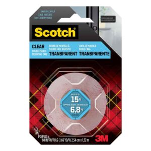 3M 76272, Scotch Clear Double-Sided Mounting Tape 410S, 1 in x 60 in (2.54 cm x 1.52 m), 7100235234