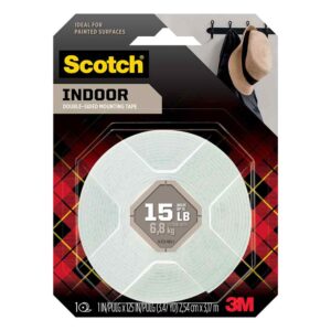 3M 25381, Scotch Indoor Double-Sided Mounting Tape 314S-MED, 1 in x 125 in (2.54 cm x 3.17 m), 7100235240