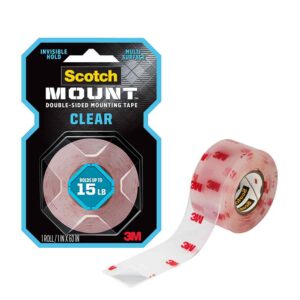 3M 36988, Scotch-Mount Clear Double-Sided Mounting Tape 410H-DC, 1 in x 60 in (2.54 cm x 1.52 m), 7100235242