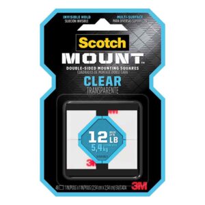 3M 27330, Scotch-Mount Clear Double-Sided Mounting Squares 410H-SQ-48, 1 in x 1 in (2.54 cm x 2.54 cm) EA, 48 Squares, 7100235635