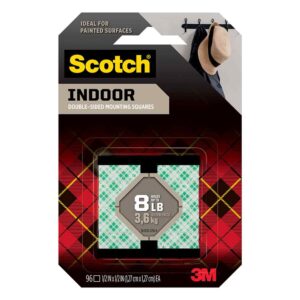 3M 96931, Scotch Indoor Double-Sided Mounting Squares 111S-SQSML-96, 0.5 in x 0.5 in (1.27 cm x 1.27 cm) 96/pk, 7100241750
