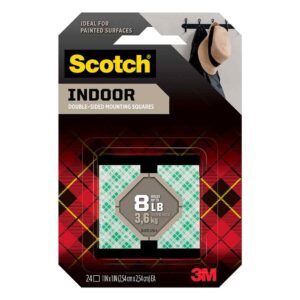 3M 52173, Scotch Indoor Double-Sided Mounting Squares 111S-SQ-24, 1 in x 1 in (2.54 cm x 2.54 cm) 24/pk, 7100241752